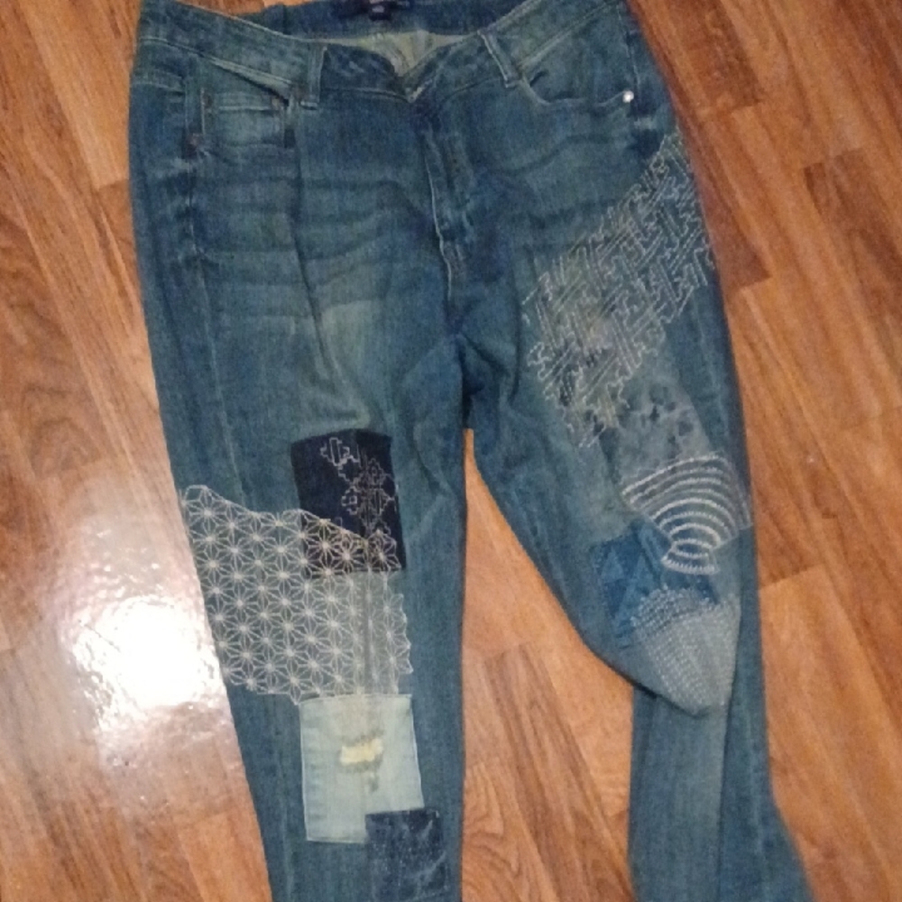 Women's Blue Patchwork Jeans Designer Jeans  Very Thick Material More Then Jeans